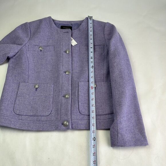 New Talbots Lilac Herringbone Shetland Jacket 12 Collarless Wool Blend tweed - Picture 5 of 13